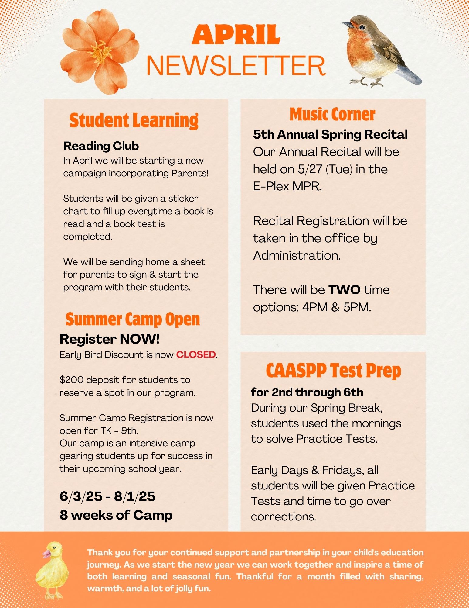 E-Plex Afterschool April Newsletter